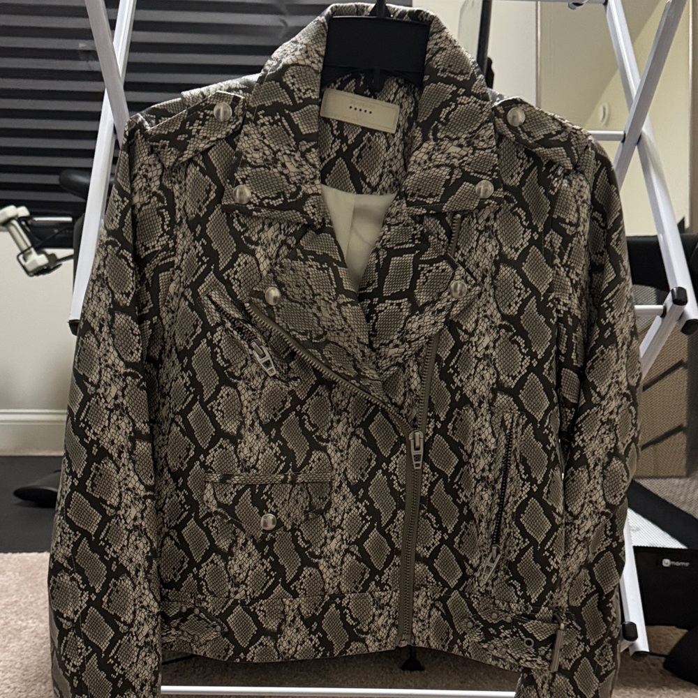 Blank NYC Black and Gray Snakeskin Faux Leather Jacket